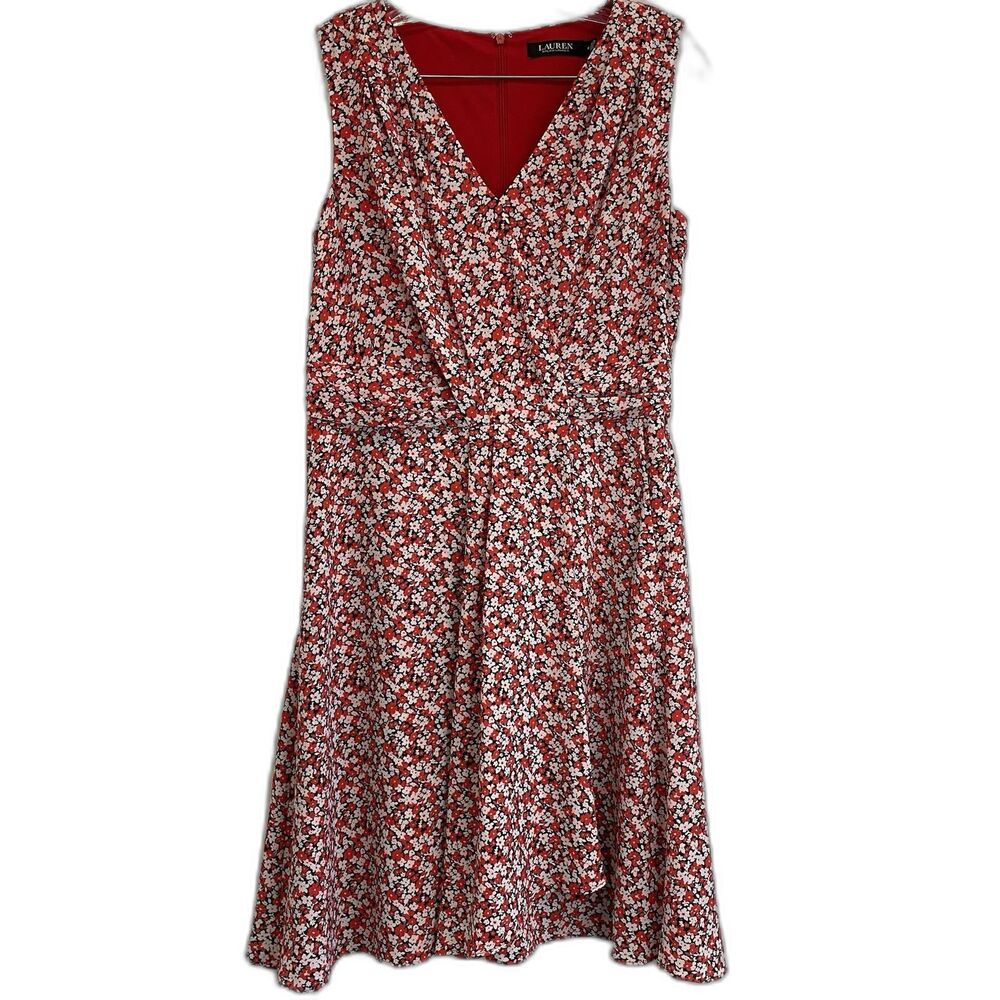 Ralph Lauren Black Label Women’s Red Floral Sleeveless Dress Sz 8